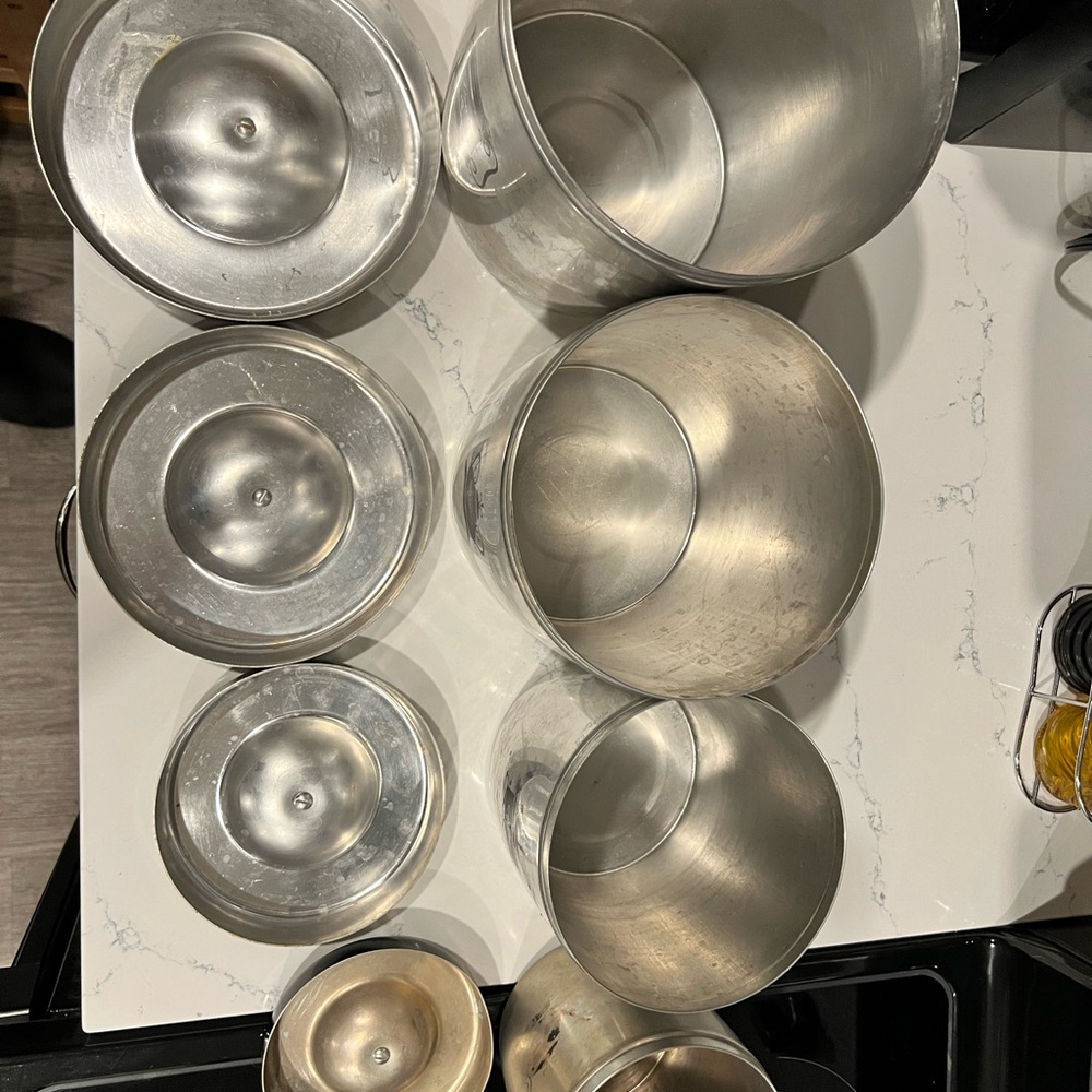 Vintage West Bend Silver Kitchen Canister Set with Black Lids - Picture 3 of 4